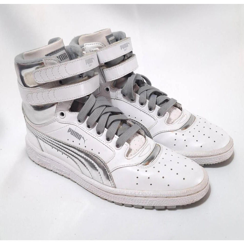 Puma Sky 2 Hi Foil Jr 6C‎ Sneaker Silver Lace-Up High Top Double Strap Kids